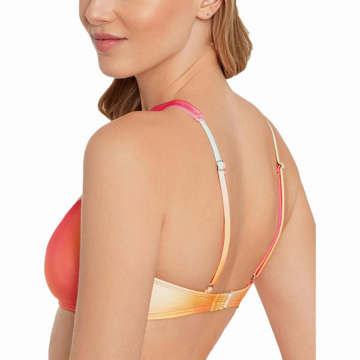 Juniors Womens Printed Criss-Cross Back Bikini Swim top