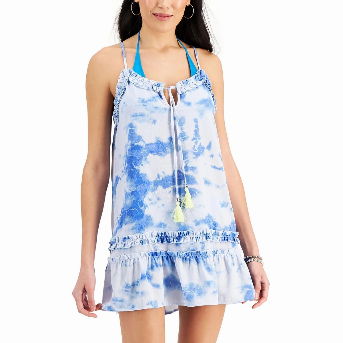 Juniors Womens Tie-Dye Dress Cover-Up