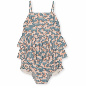 Konges Sljd Unicorn Blue Manuca Frill Swimsuit
