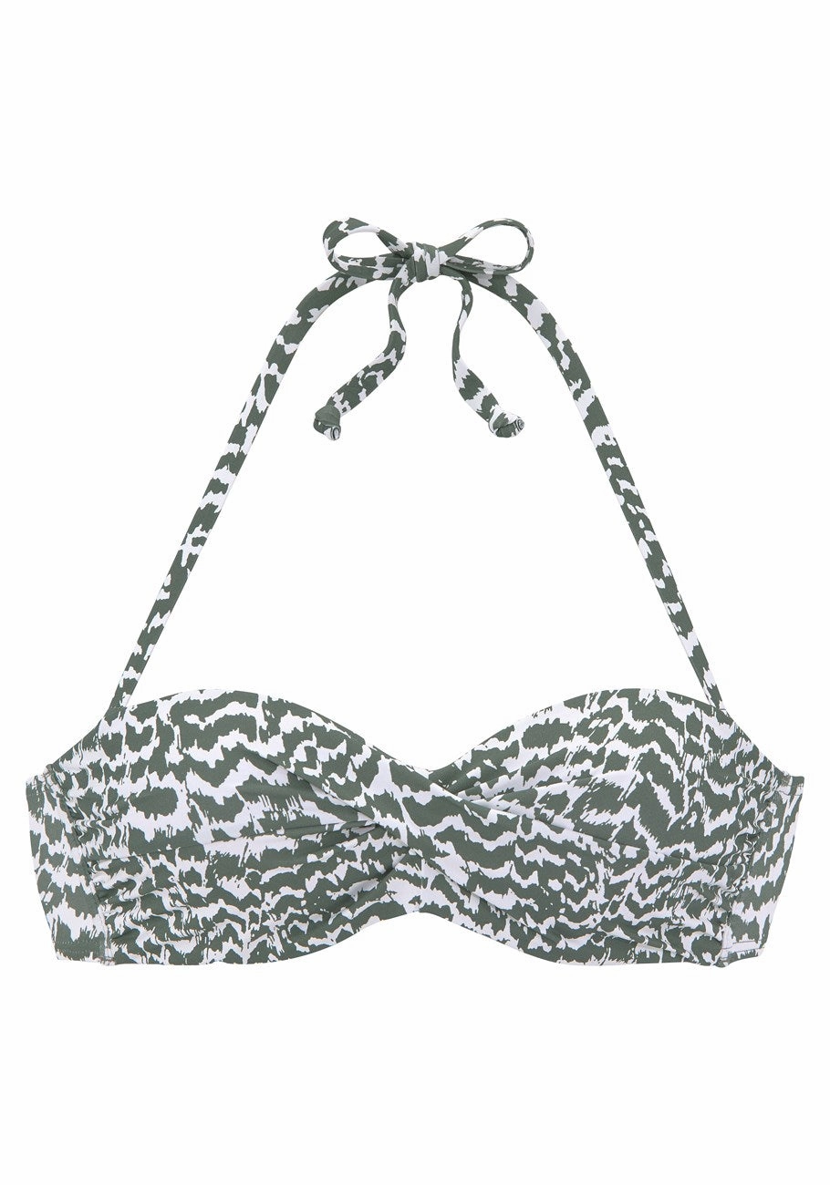 LASCANA Women's Animal Print Bandeau Bikini Top