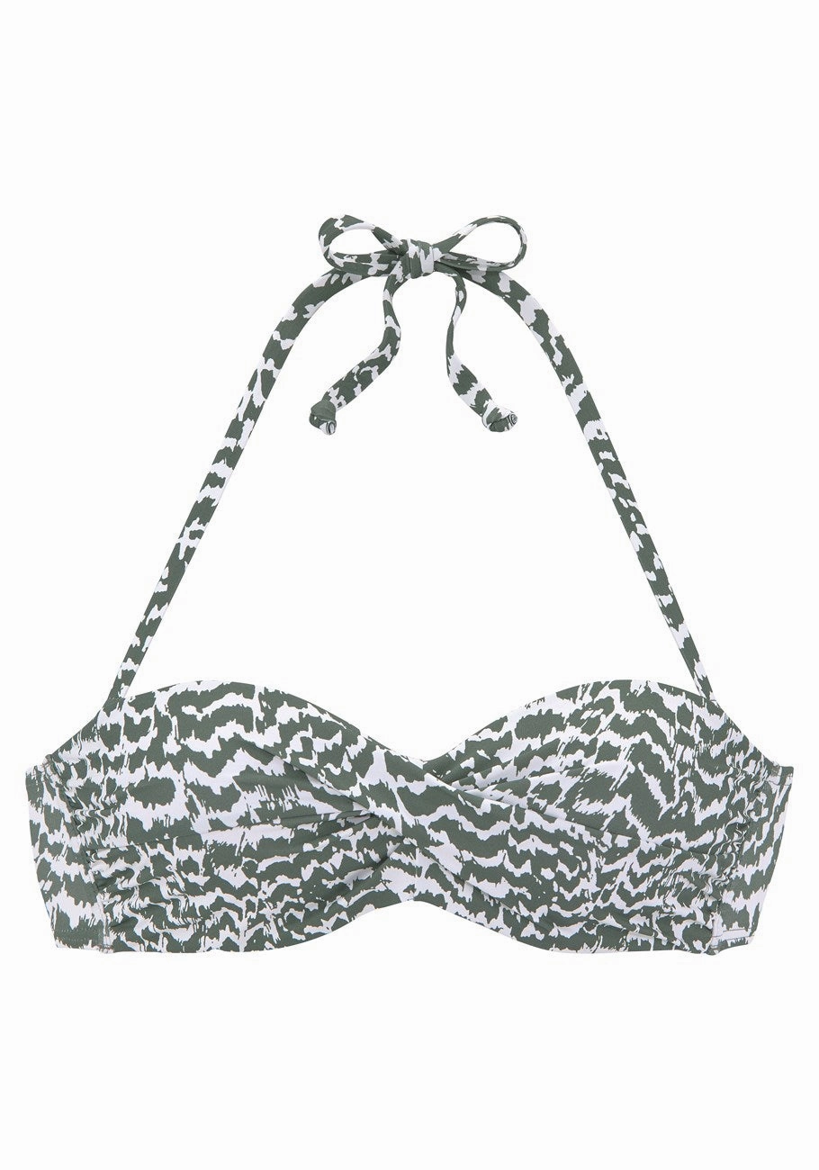 LASCANA Women's Animal Print Bandeau Bikini Top
