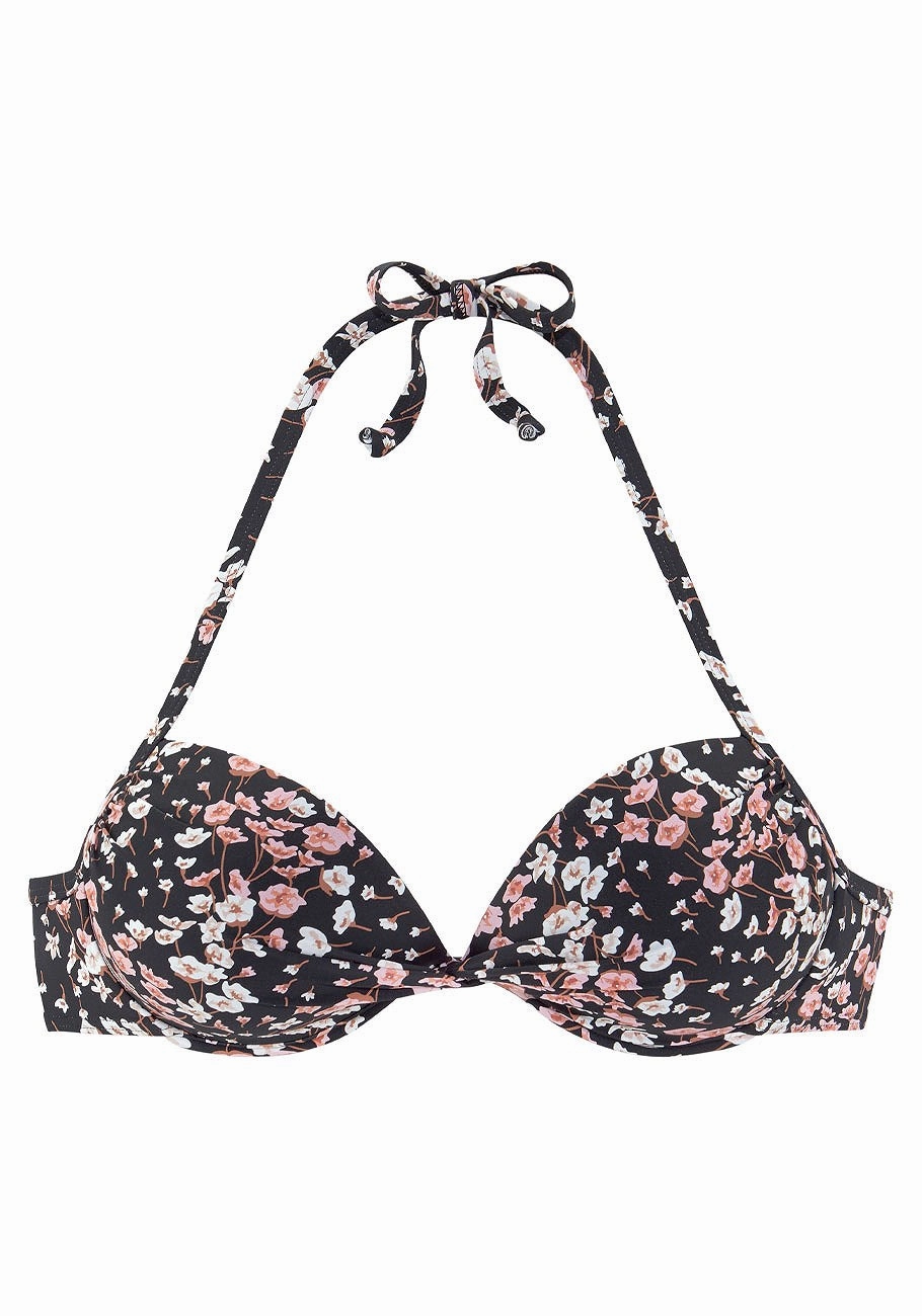 LASCANA Women's Floral Push Up Bikini Top