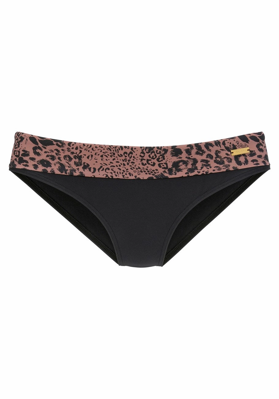 LASCANA Women's Leopard Print Fold Over Bikini Bott