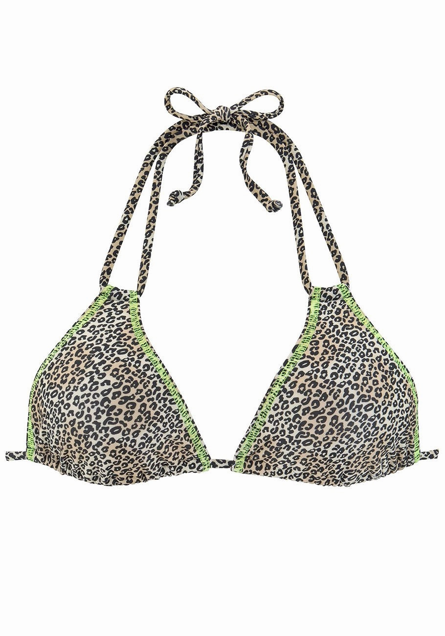 LASCANA Women's Leopard Triangle Bikini Top