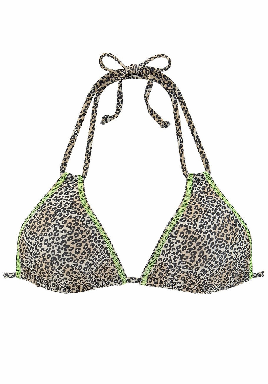 LASCANA Women's Leopard Triangle Bikini Top
