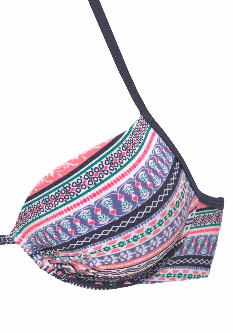 LASCANA Women's Printed Push Up Bikini Top
