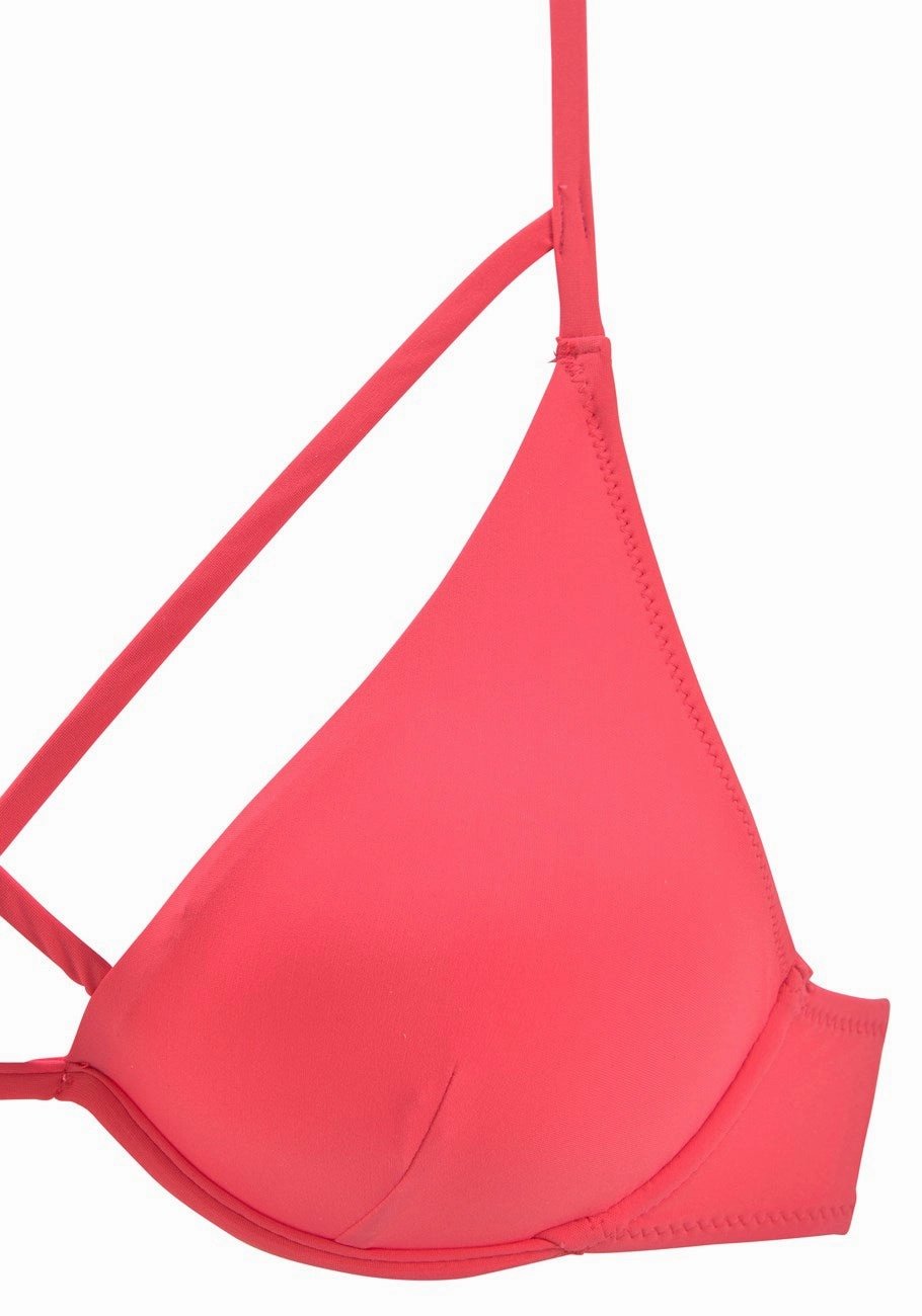 LASCANA Women's Strappy Underwire Bikini Top, Coral, 38C