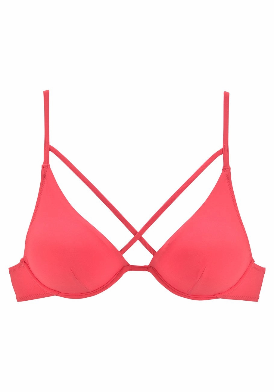 LASCANA Women's Strappy Underwire Bikini Top, Coral, 38C