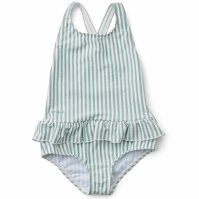 Liewood Amara Swimsuit Seersucker Stripe Sea Blue/White