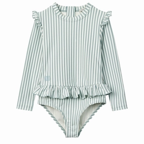 Liewood Sille Seersucker Swimsuit Y/D Stripe Sea Blue/White