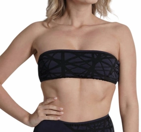 Lillian Strapless Bikini Top In Navy/black