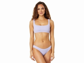 Madewell Bikini Top Women 2XL Subtle Lavendar Ribbed Square-Neck Swimwear JDM296 (Purple,Regular,2XL)