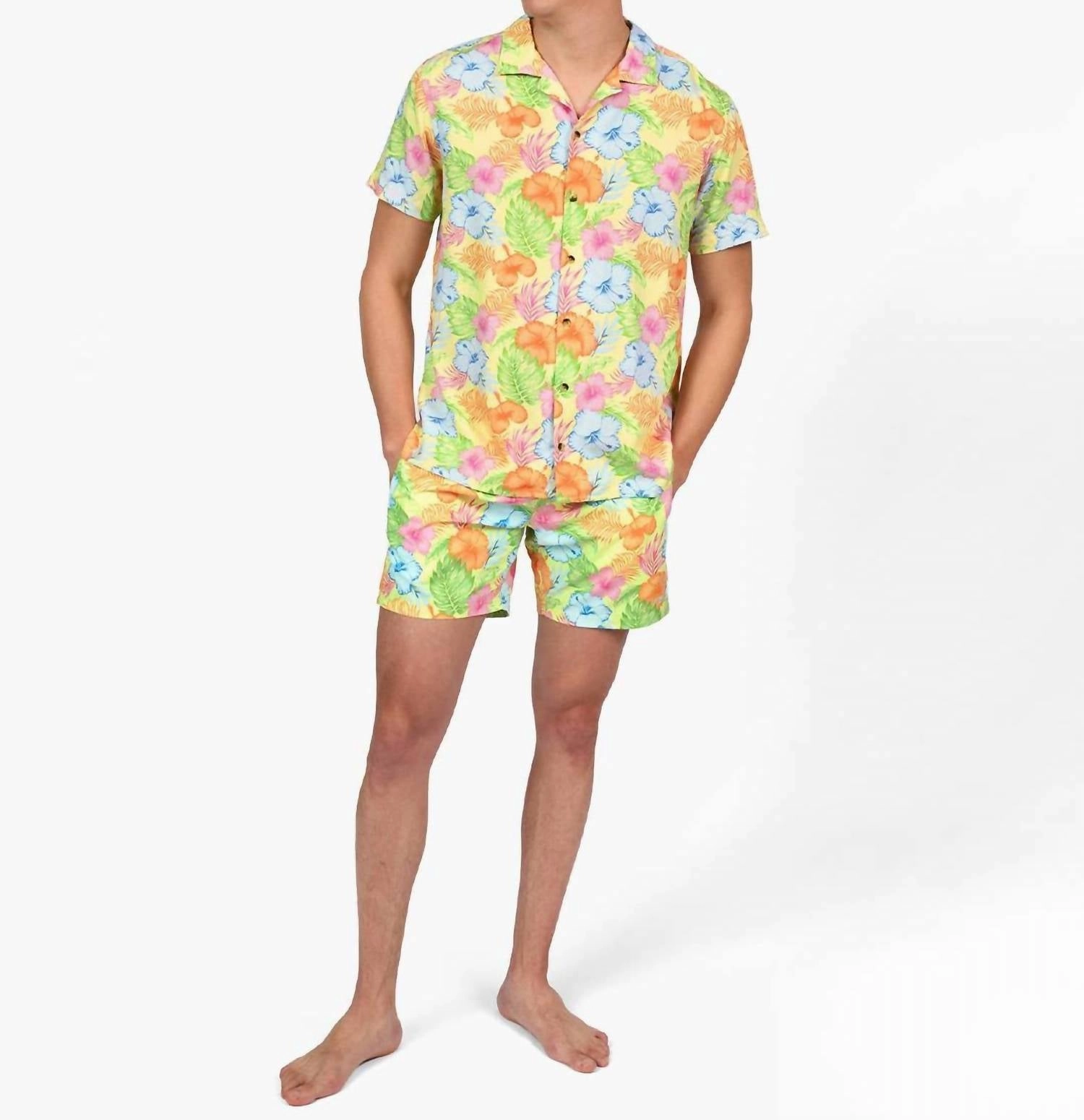 Men's Happy Hula Swim Trunks In Yellow