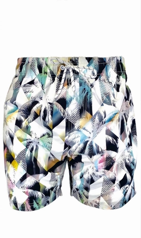 Men's Swim Short In Multi Grid Palms