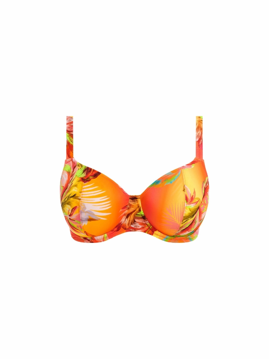 Miami Sunset Plunge Bikini Top - Papaya