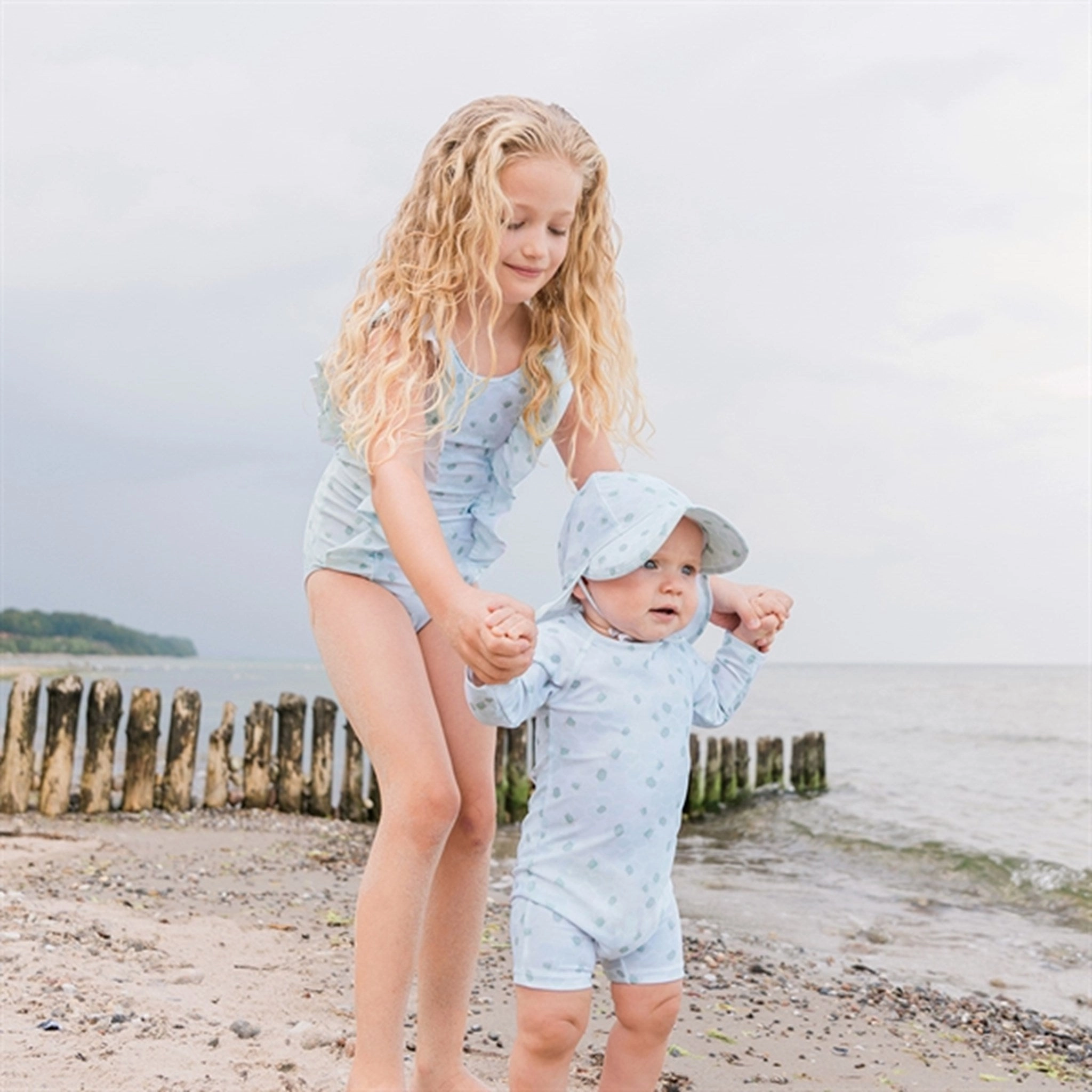 MINI A TURE Delicia Printed UV50 Swim Suit Green Sea Turtle