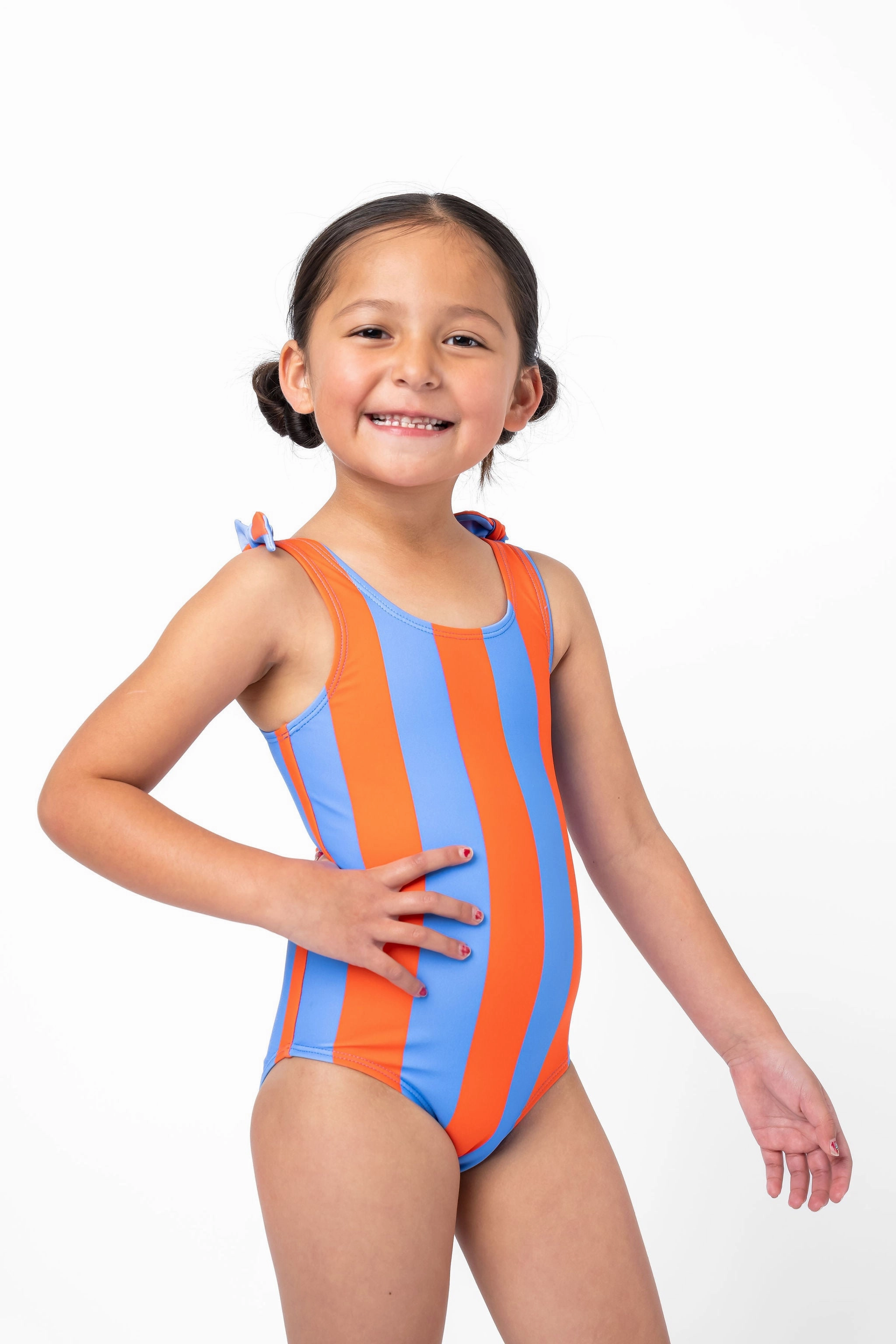 Mini Palm Tree One Piece | Blue Orange Stripe