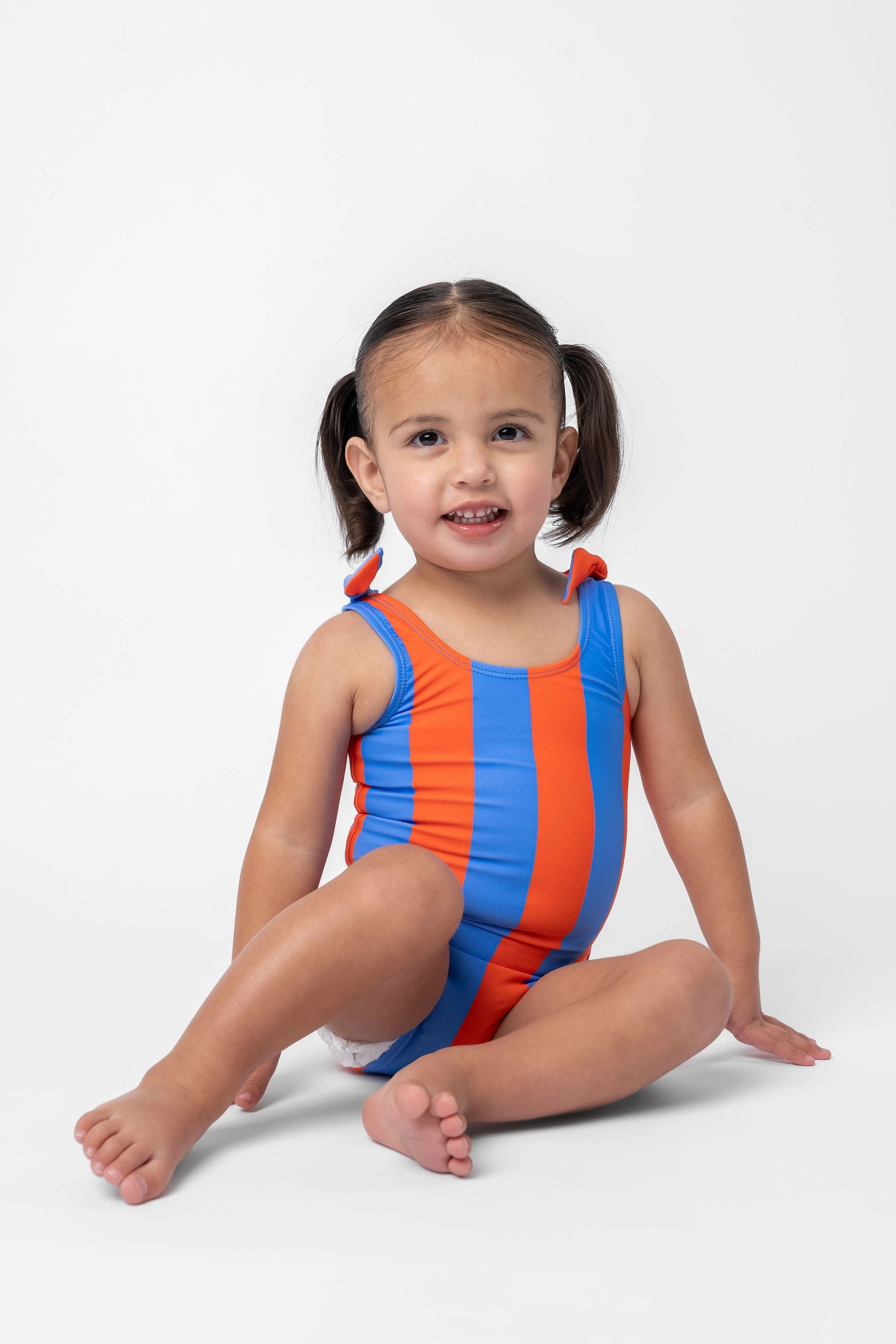 Mini Palm Tree One Piece | Blue Orange Stripe