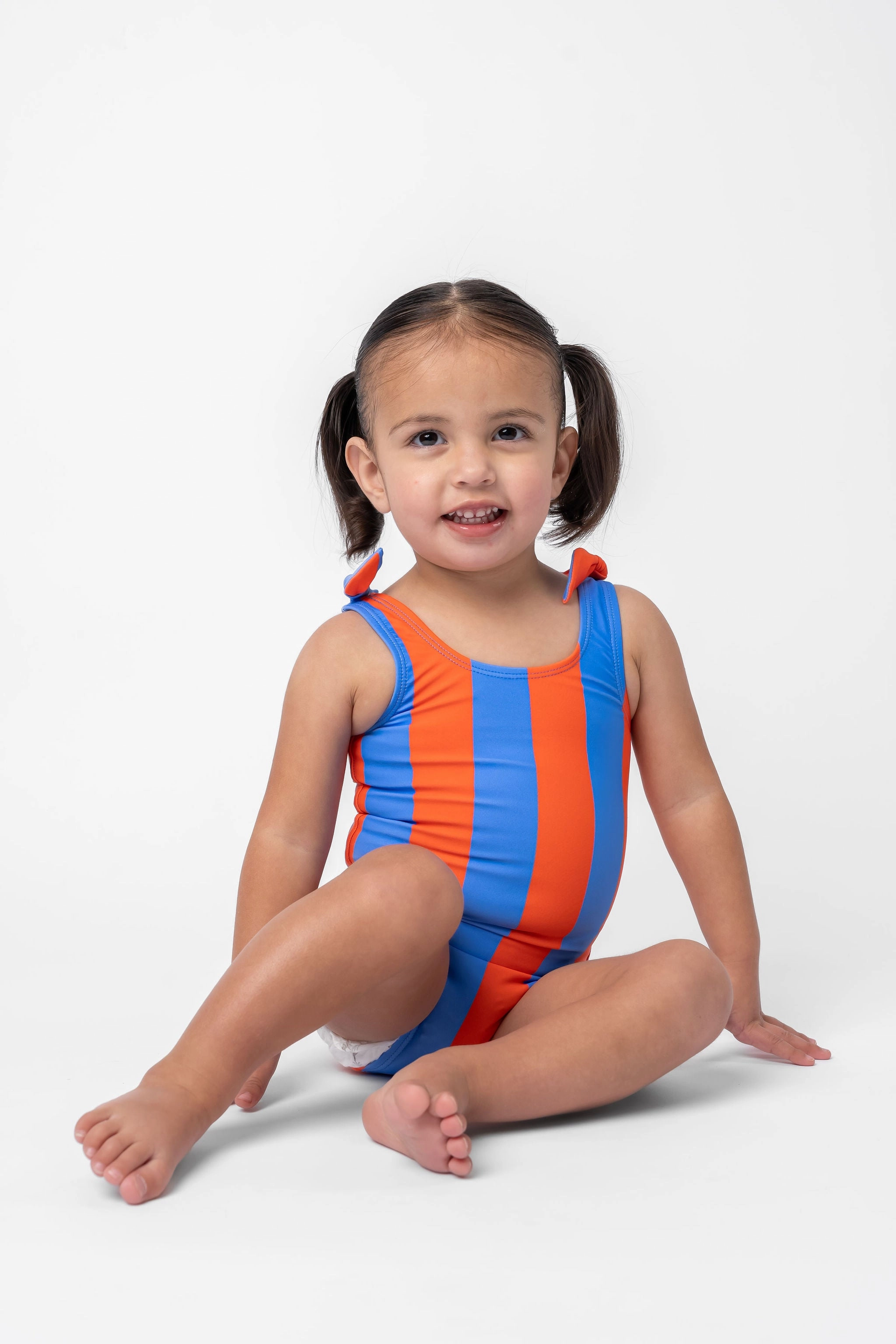 Mini Palm Tree One Piece | Blue Orange Stripe