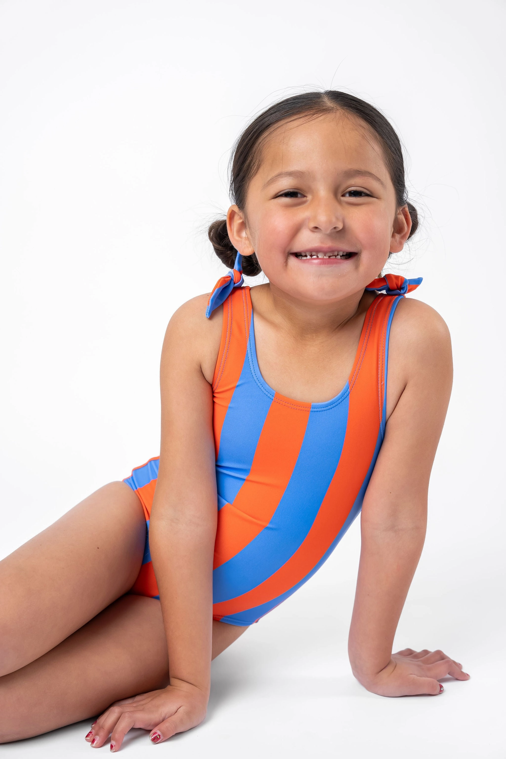 Mini Palm Tree One Piece | Blue Orange Stripe