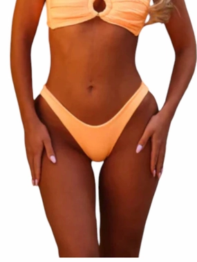 Minimal Full Coverage Bikini Bottom In Mango Ribbed