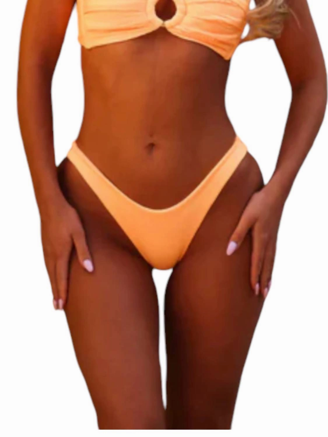 Minimal Full Coverage Bikini Bottom In Mango Ribbed