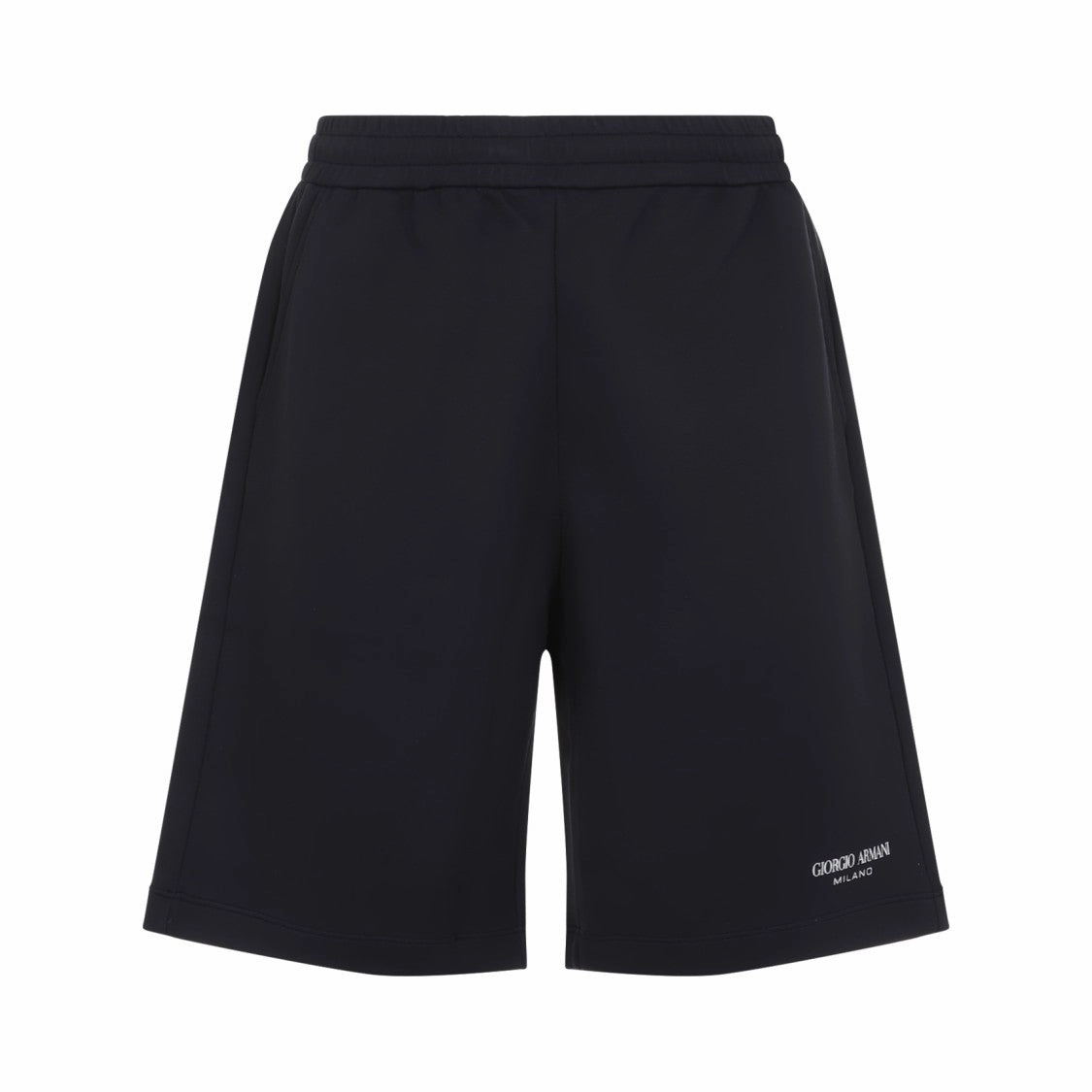 Navy Blue Polyamide Bermuda Shorts With Concealed Drawstring