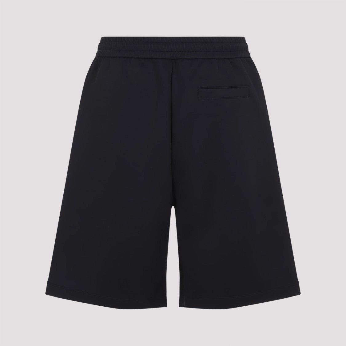 Navy Blue Polyamide Bermuda Shorts With Concealed Drawstring
