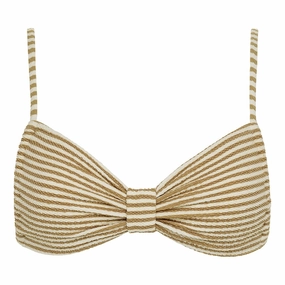 Neutral Stripe Devin Bikini Top