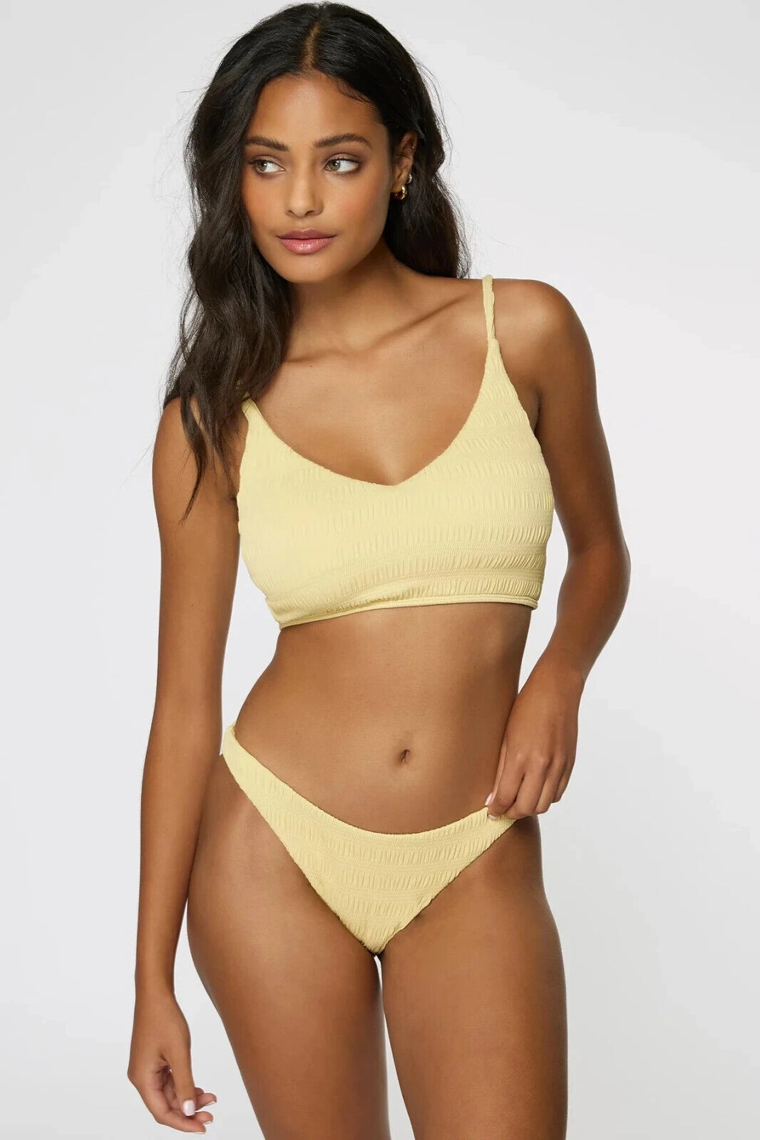 O'Neill Saltwater Bottom Women XS Yellow Textured Flamenco Swimwear Beach ERK234