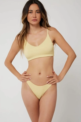 O'Neill Saltwater Bottom Women XS Yellow Textured Flamenco Swimwear Beach ERK234