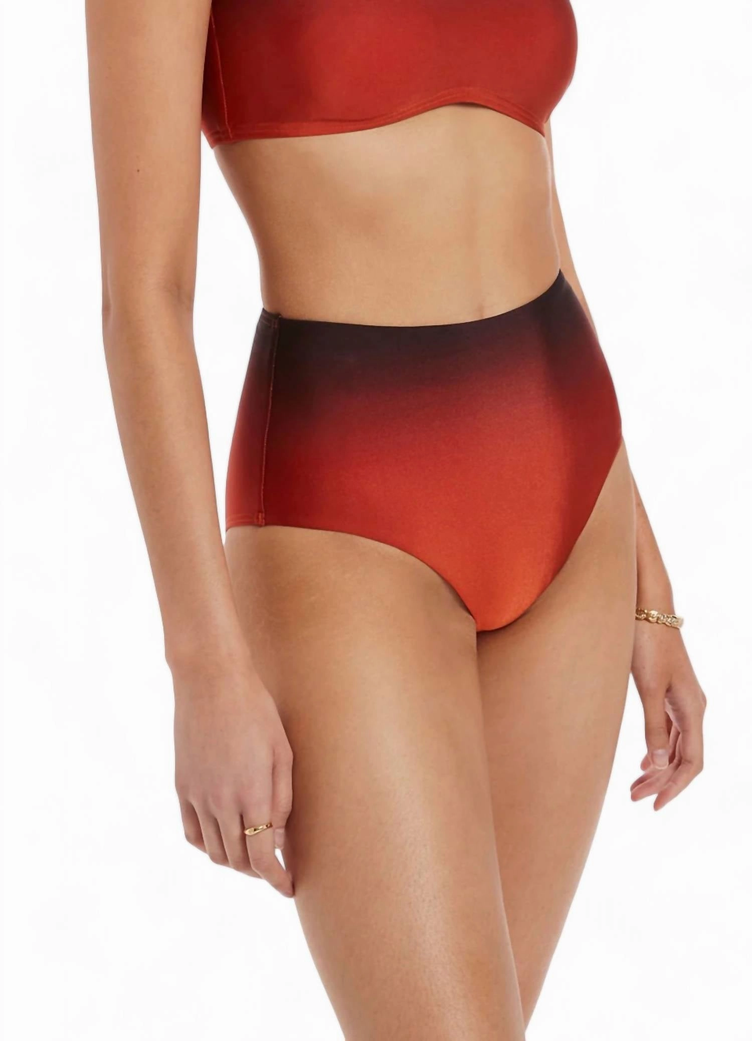 Oia Sunset High Waist Hipster Bottom Pant In Burnt Orange
