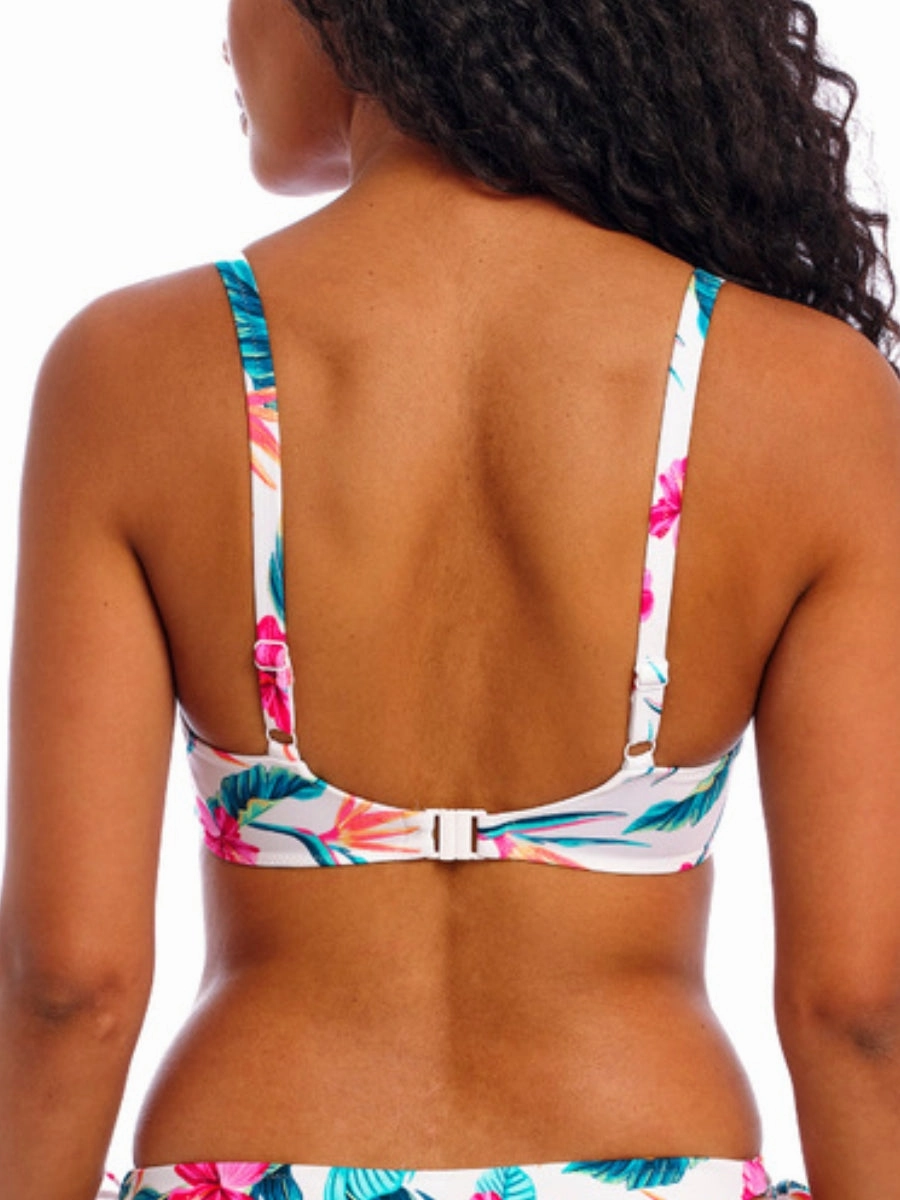 Palm Paradise Low Plunge Bikini Top - White