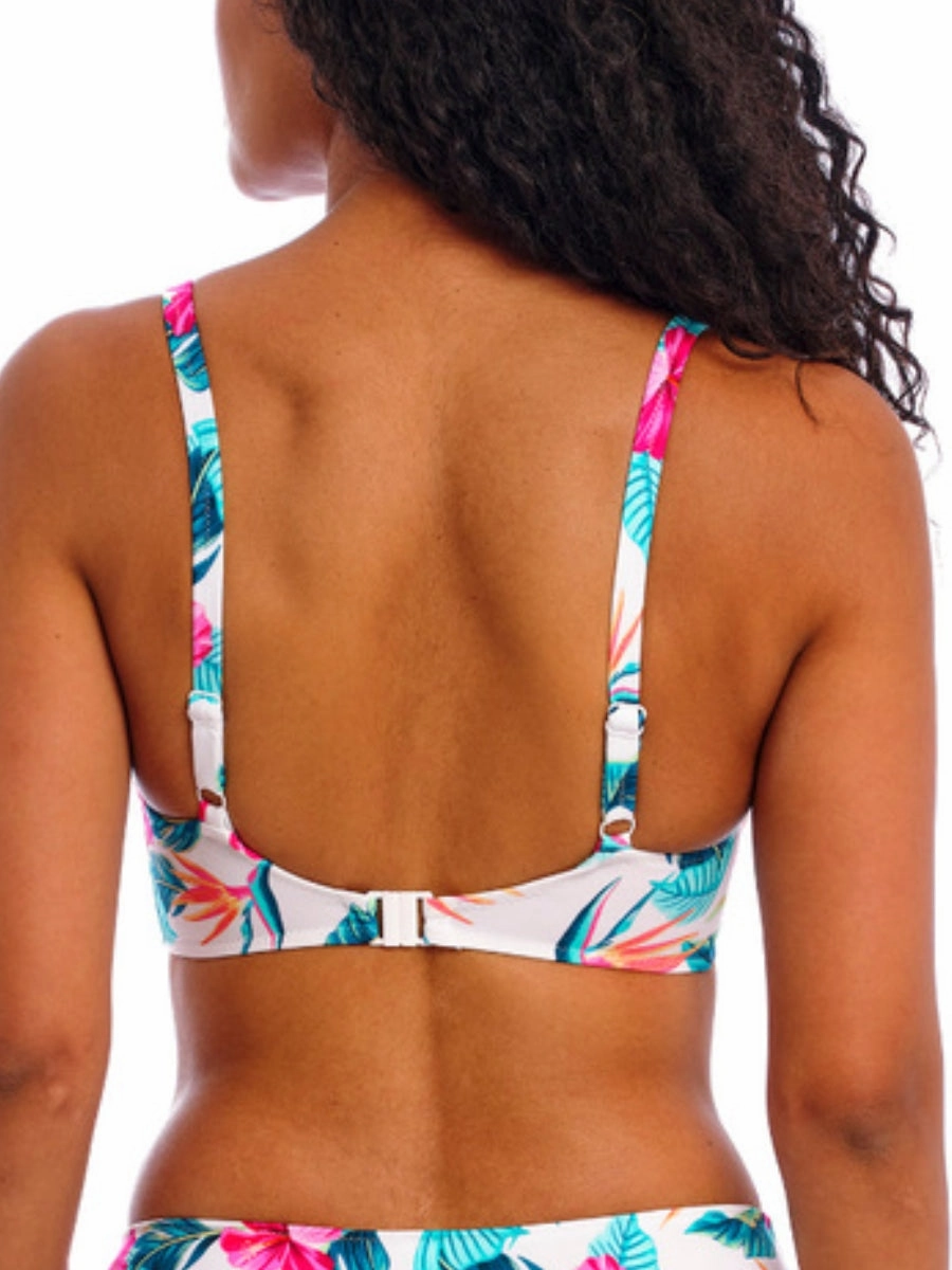 Palm Paradise Plunge Bikini Top - White