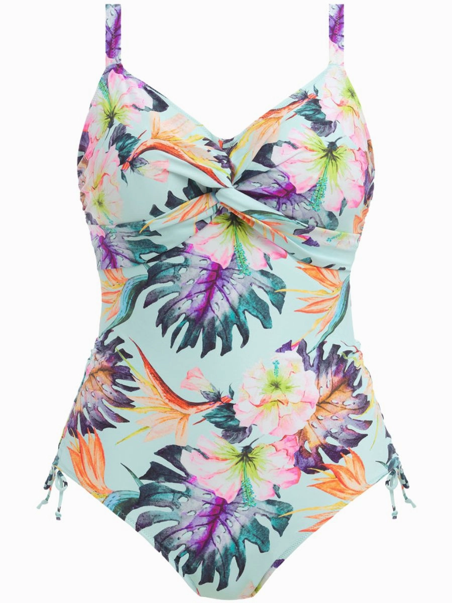 Paradiso Twist Front Adjustable Leg Swimsuit - Soft Mint