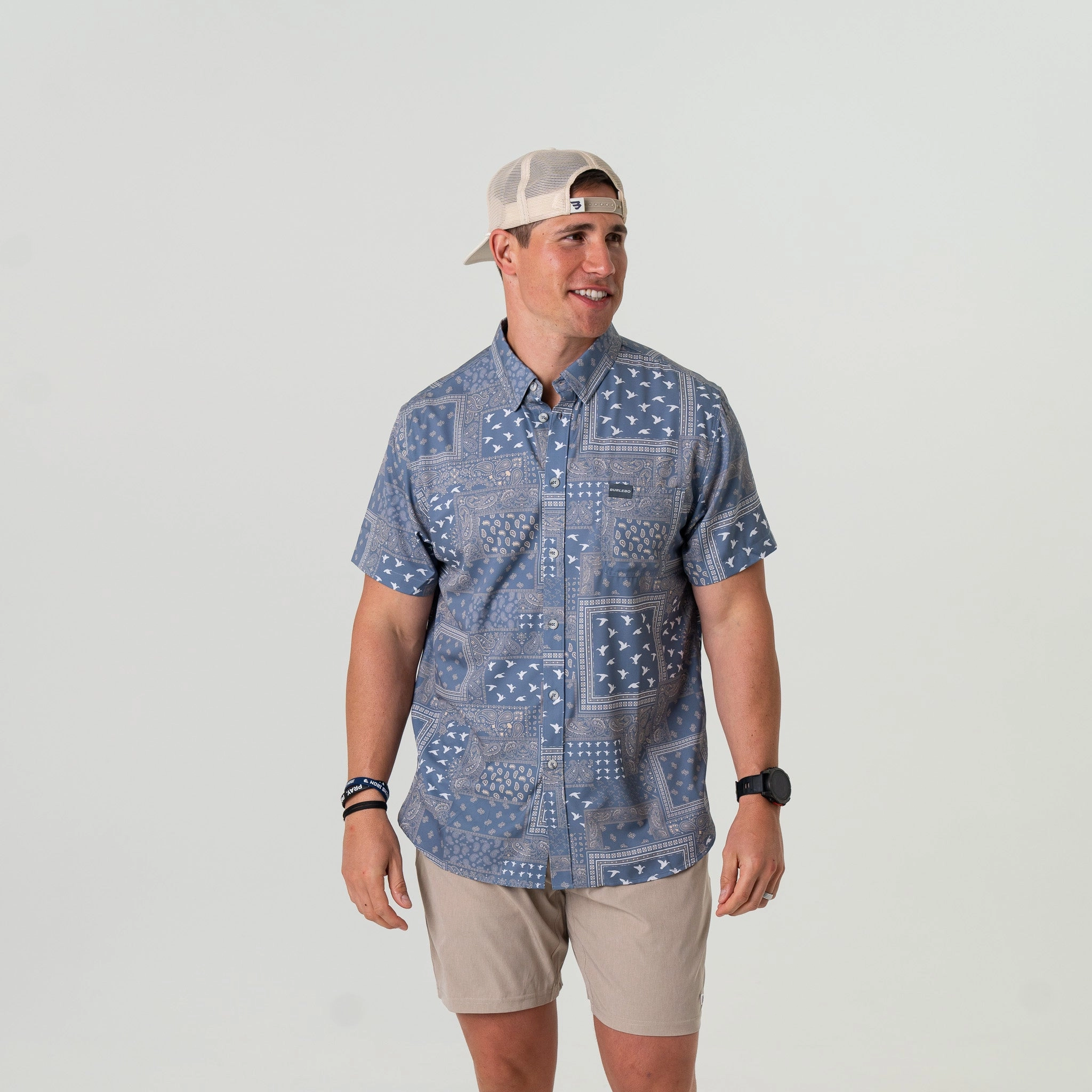 Performance Button Up - Duck Paisley - Blue