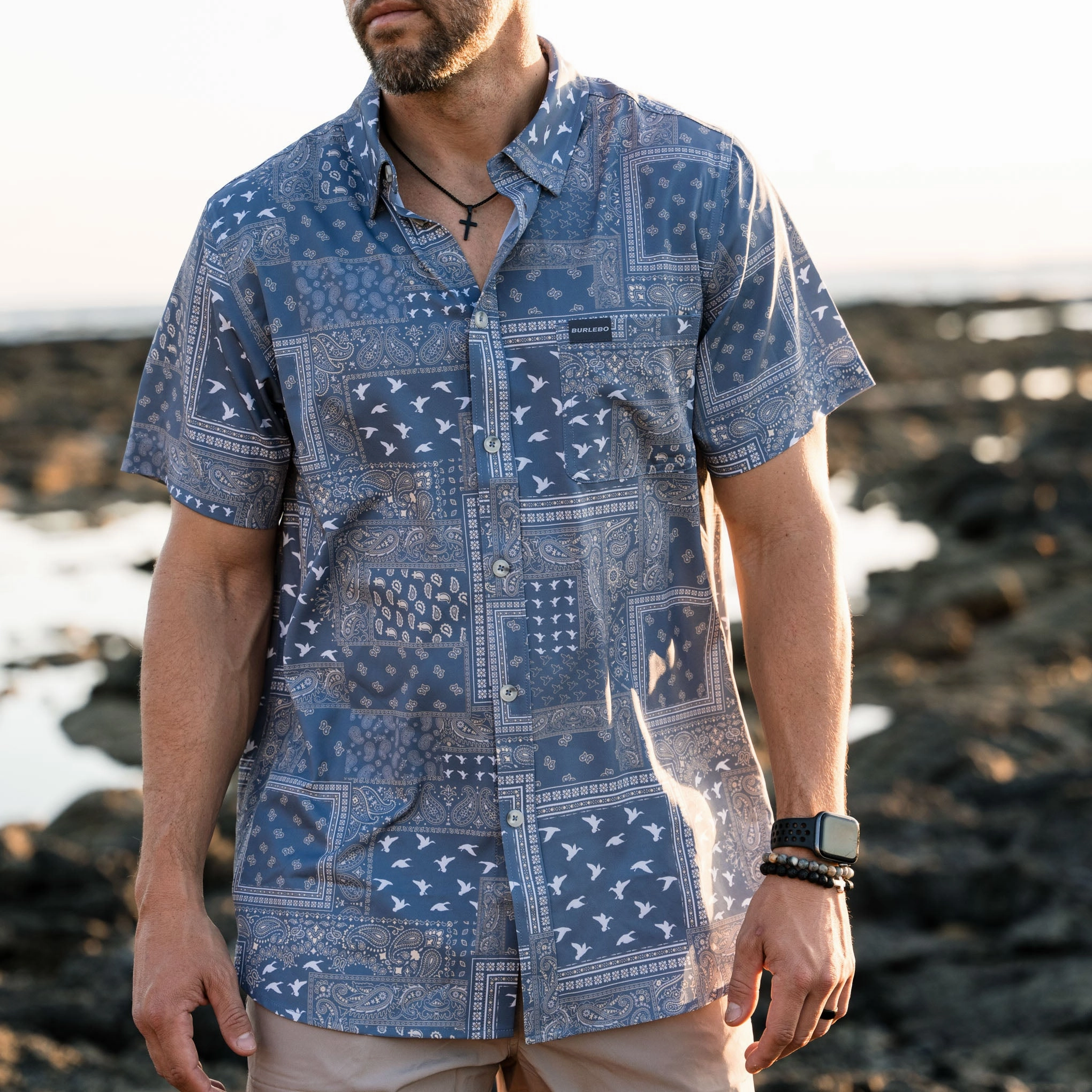 Performance Button Up - Duck Paisley - Blue