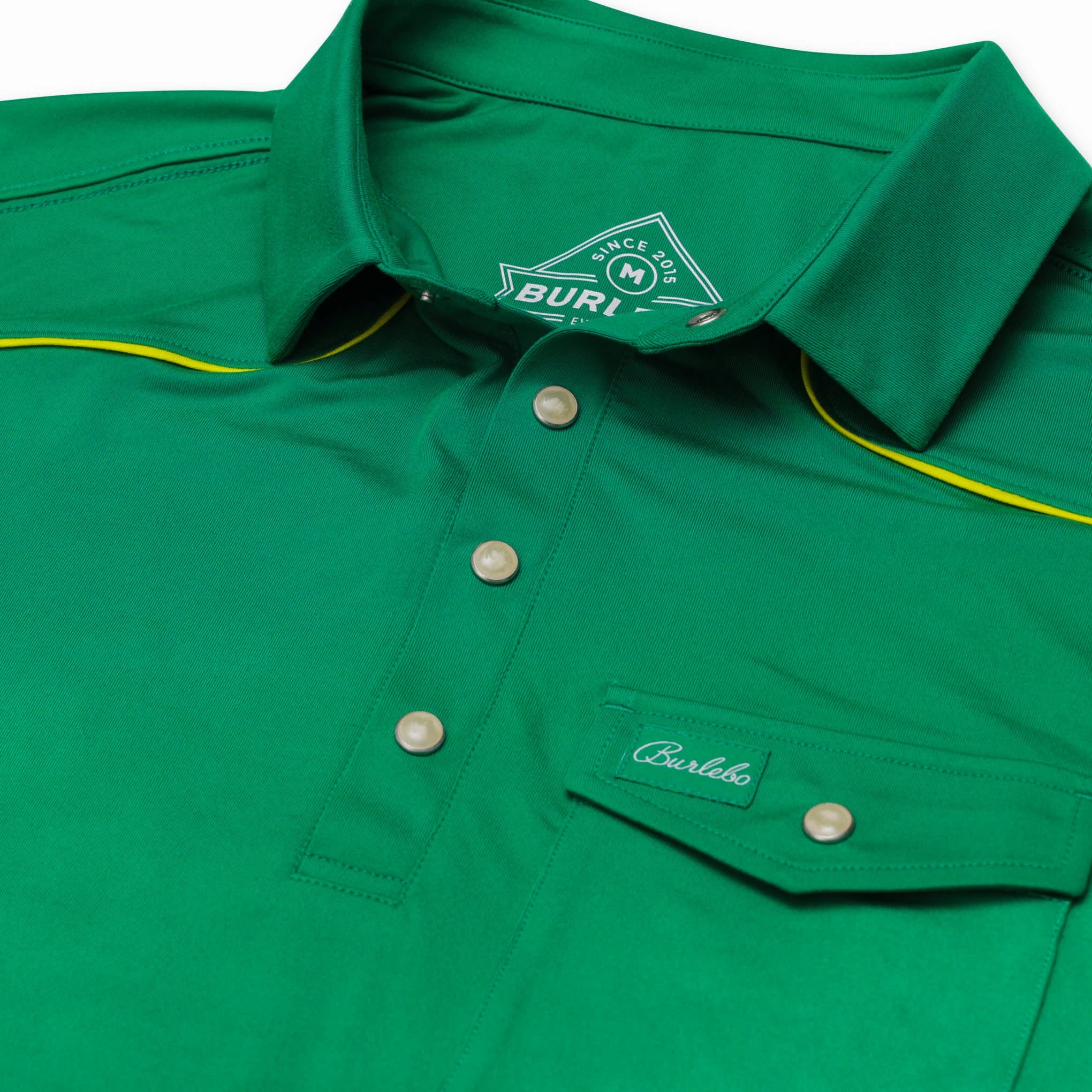 Performance Pearl Snap Polo - Green and Yellow