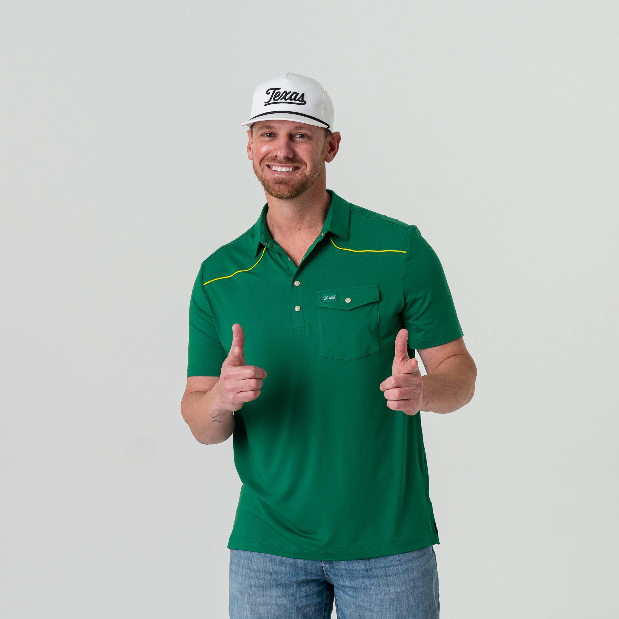 Performance Pearl Snap Polo - Green and Yellow