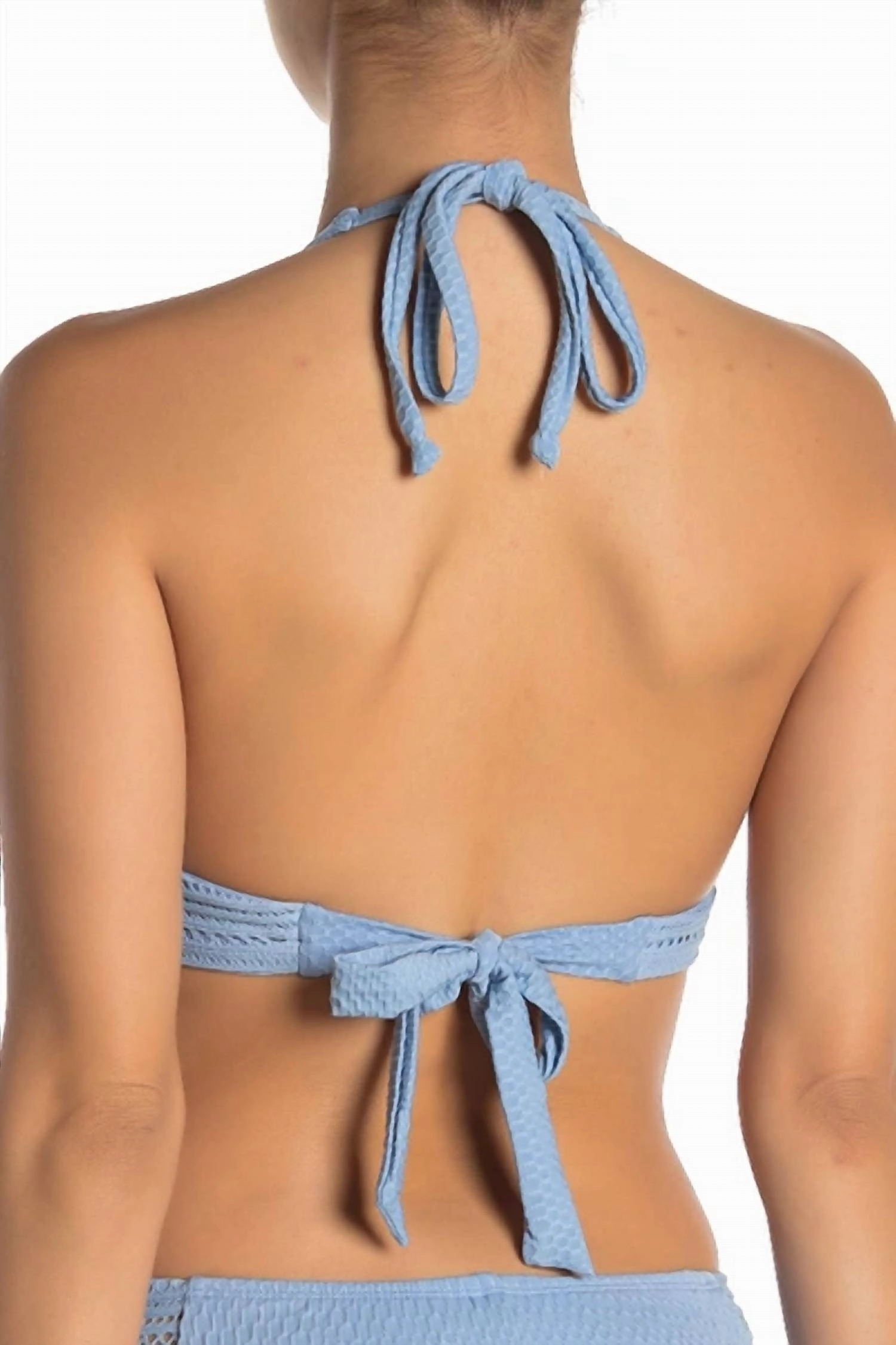 Perla Crochet Halter Top In Pacific Blue