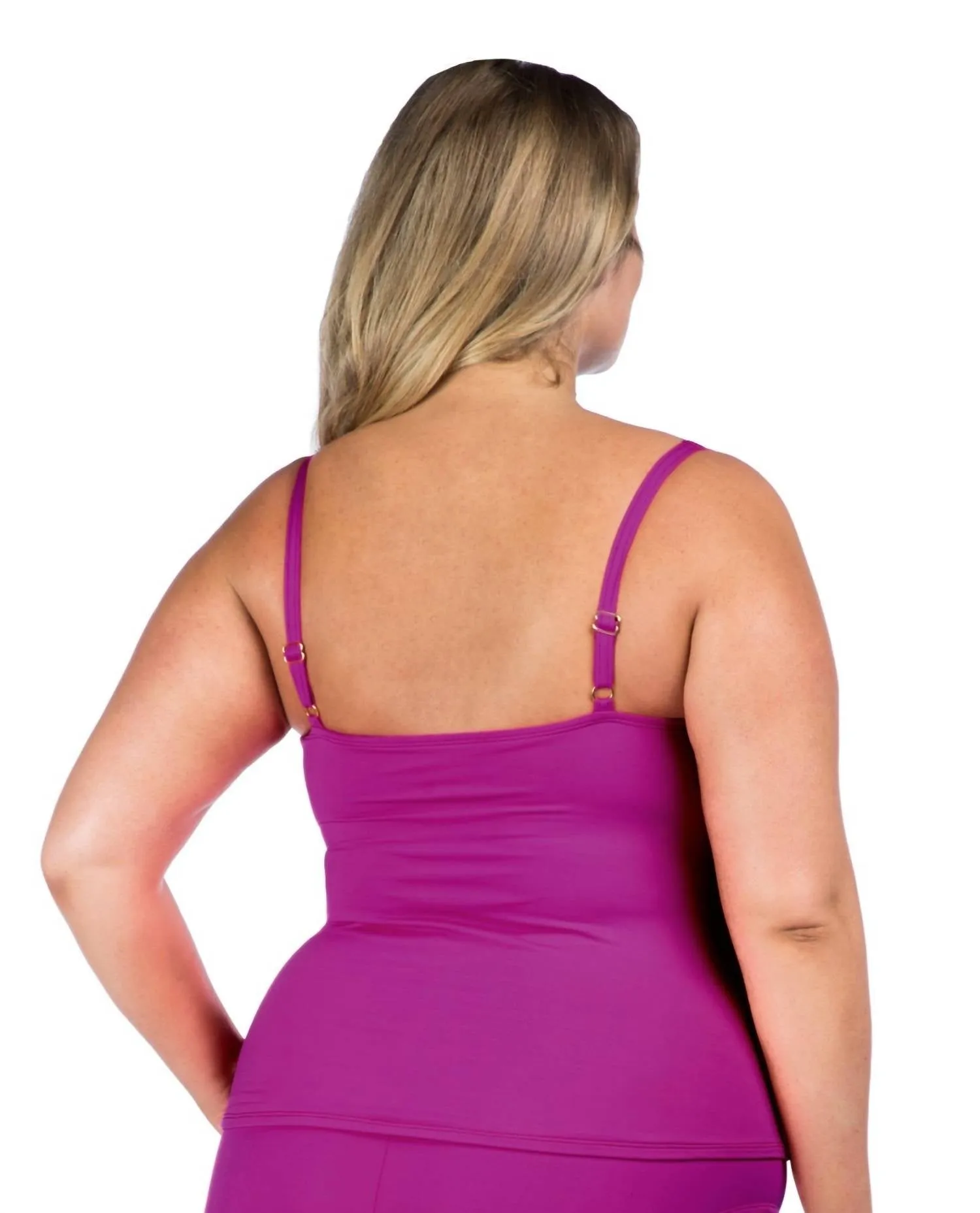 Plus Size Twist Front Tankini Top In Purple