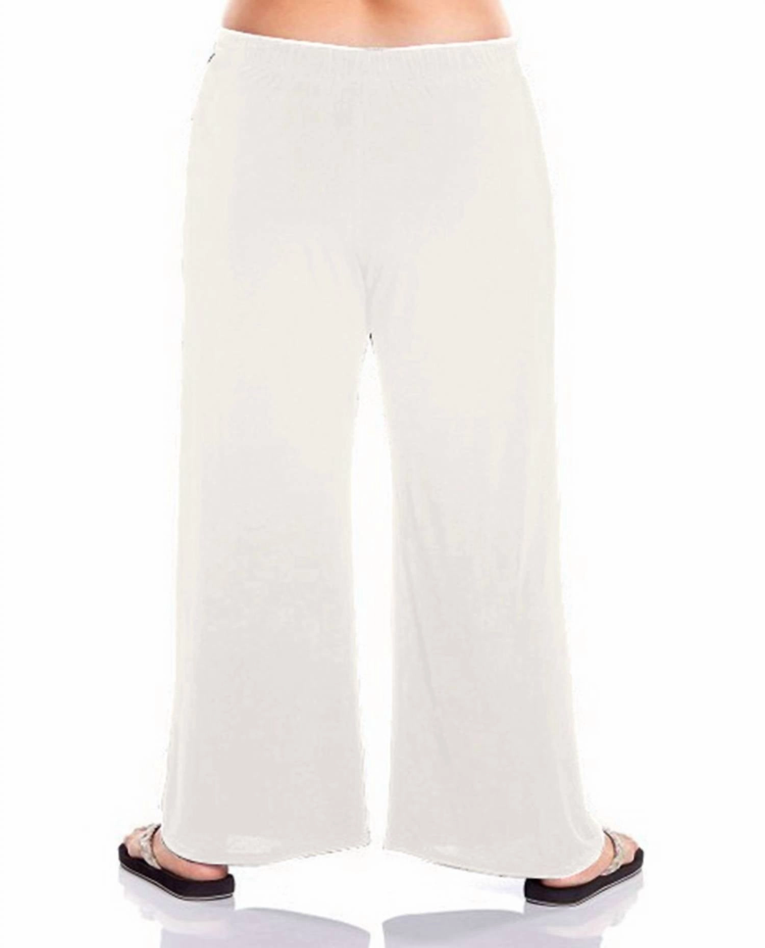 Plus Size Tie Front Lounge Beach Cover Up Pant In White