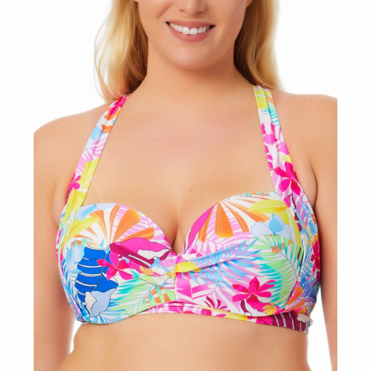 Plus Womens Printed Underwire Bikini Swim top