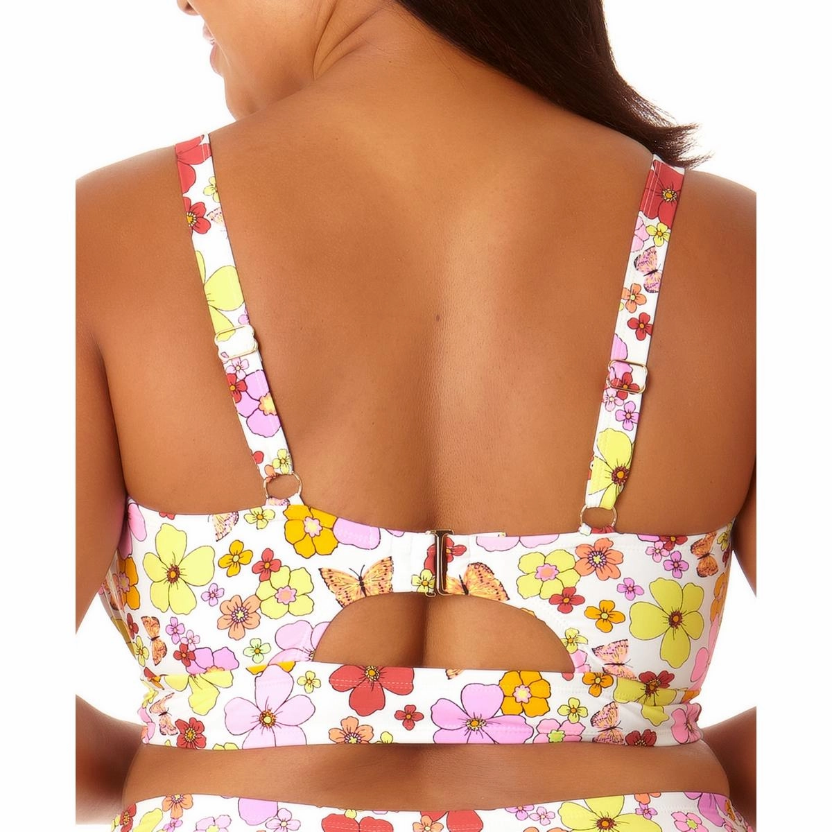 Plus Womens Shirred Printed Bikini Swim top