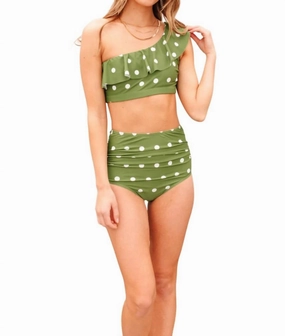 Polka Dot Oasis Swimsuit Bottoms In Green