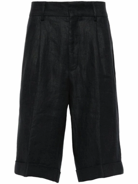 Pressed-Crease Linen Shorts