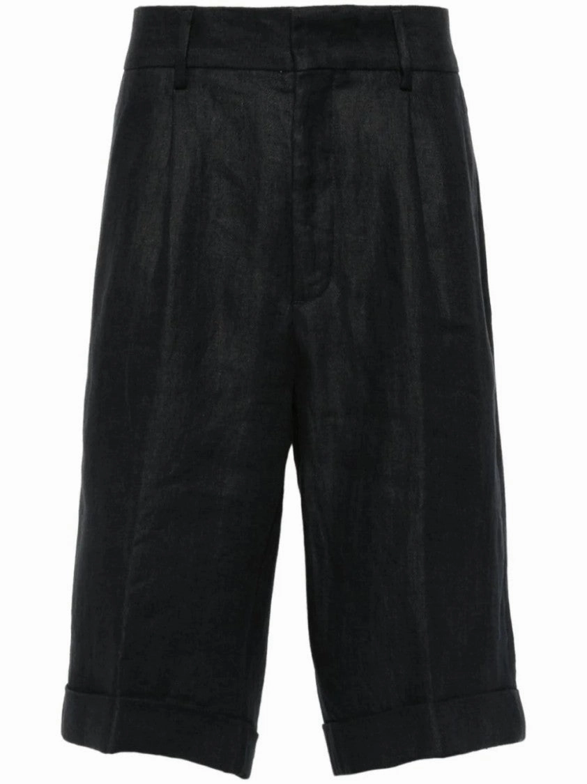 Pressed-Crease Linen Shorts