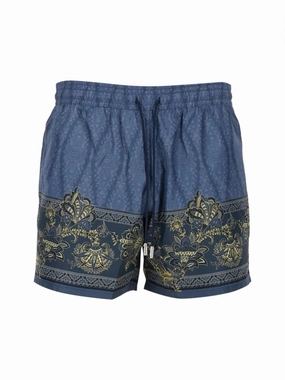 Printed Beach Swimsuit With Gold Detailing