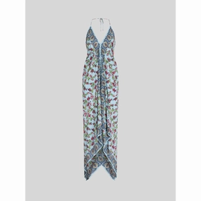 PRINTED CRPE DE CHINE BEACH DRESS