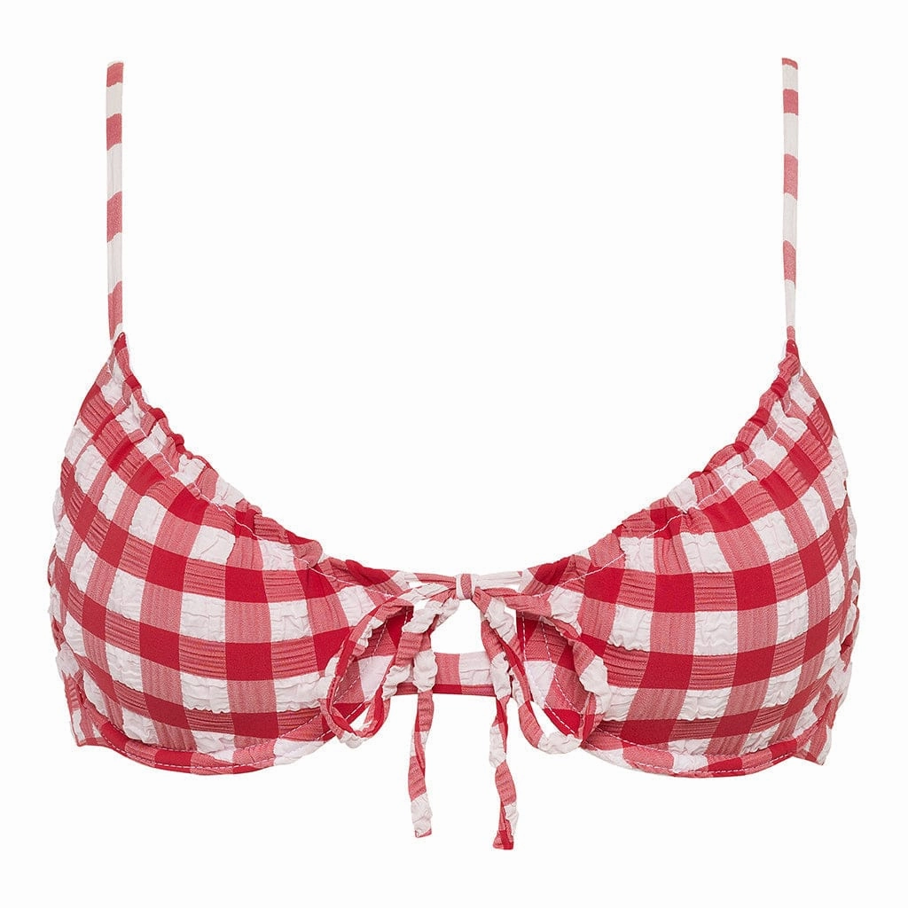 Red Gingham Lucy Bikini Top